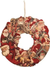 Primitives by Kathy Retro Santa Holiday Wreath Wood Vintage Look Christmas Decor