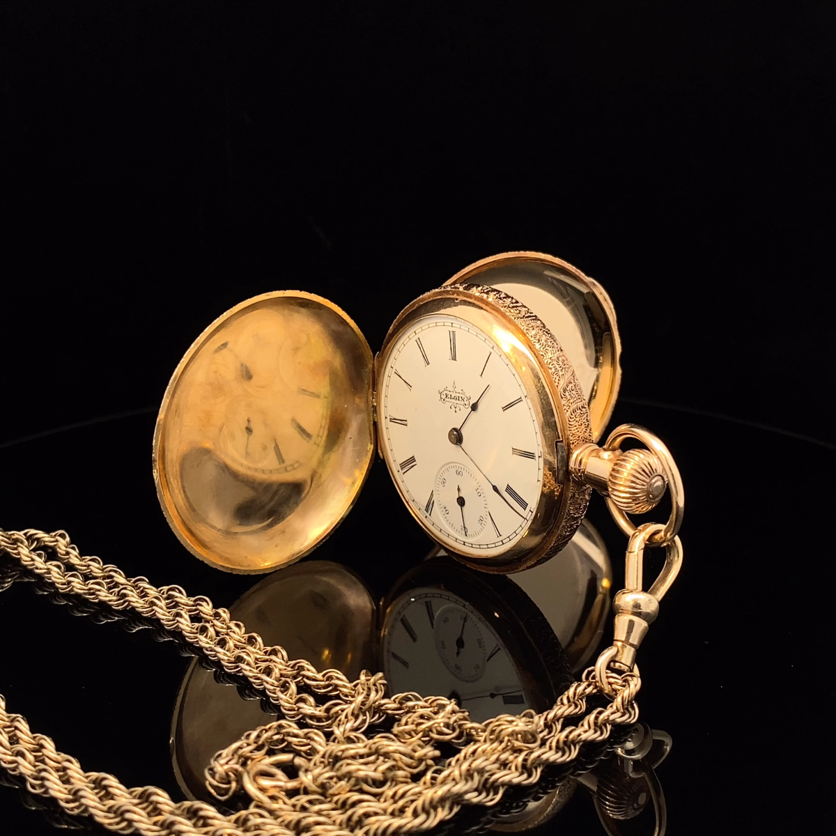 Elgin 14K Gold Double Hunter Pocket Watch Antique 1895 117 7j