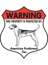 Warning American Foxhound Property Protected - Beware Aluminum Dog Sign - 7 x 8
