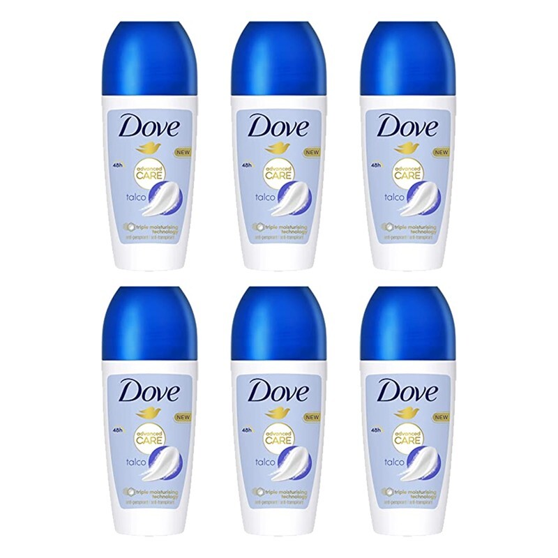 6pz DOVE Advanced Care deodorante roll on Talco 50ml