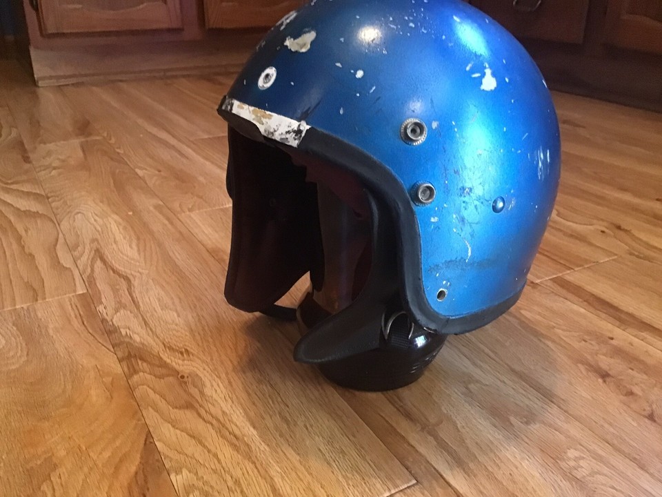 Vintage Buco Style Motorcycle Half Helmet With Ear Flaps eBay