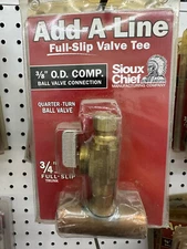 Sioux Cheif Add-A-Line Valve 601-31CV 3/4" Full Slip x 3/8" OD Comp