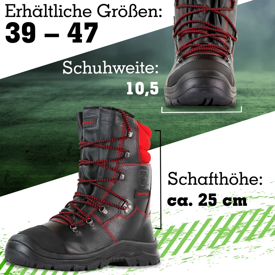 Forststiefel Schnittschutzstiefel Waldarbeiterstiefel Leder Forst Schnürstiefel - Bild 3 von 4