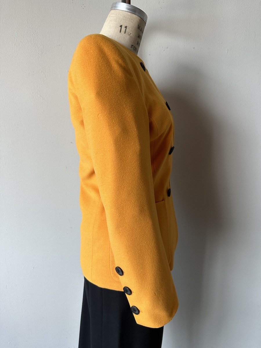 Vintage 90s Escada Margaretha Ley Gold Double Breasted Wool Jacket