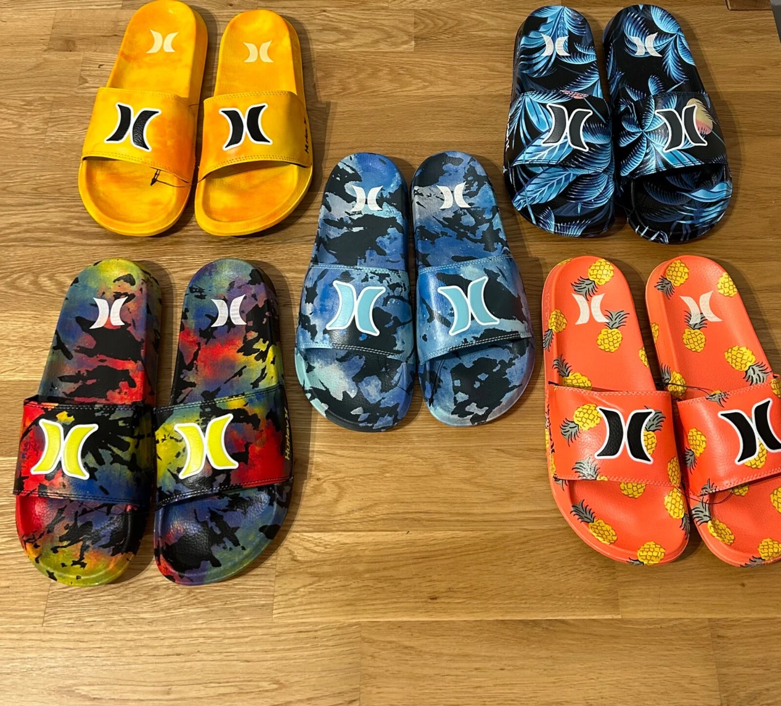 Hurley Logo Pattern Sliders Men's Sandal Flip Flop New Surfing Summer Sun Beach