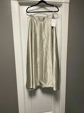 NWT Silver Floor Length Gown Skirt, Size Small, Formal Evening Dinner, Satin
