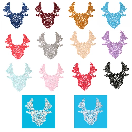 Unotrim 11.25"x12" Bodice Venise Lace Bridal Applique 14 Colors Floral Patch