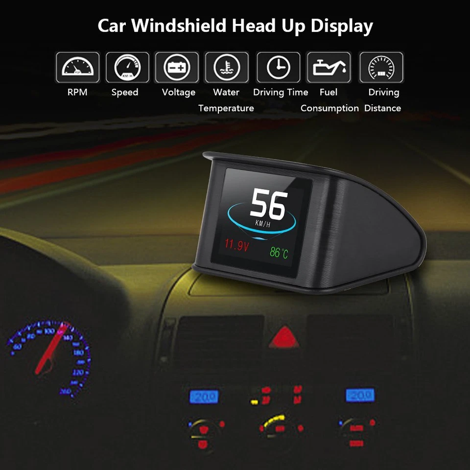 Car Heads Up Display OBD2 EOBD Data Stream Fuel Volt KM/h MPH Water Temperature  - Image 4 of 4