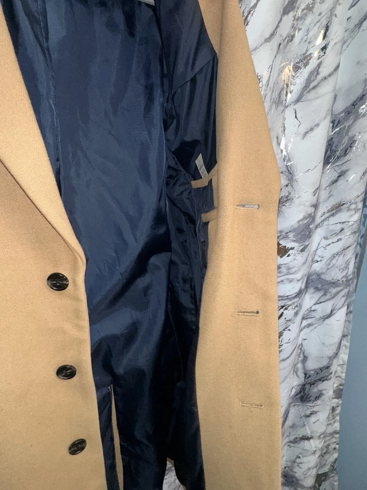 ASOS Light Academia camel color wool 3/4 Length peacoat  - Image 4 of 4