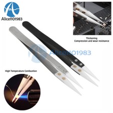 Ceramic Tweezers Heat Resistant Non-Conductive Ceramic Pointed Tip