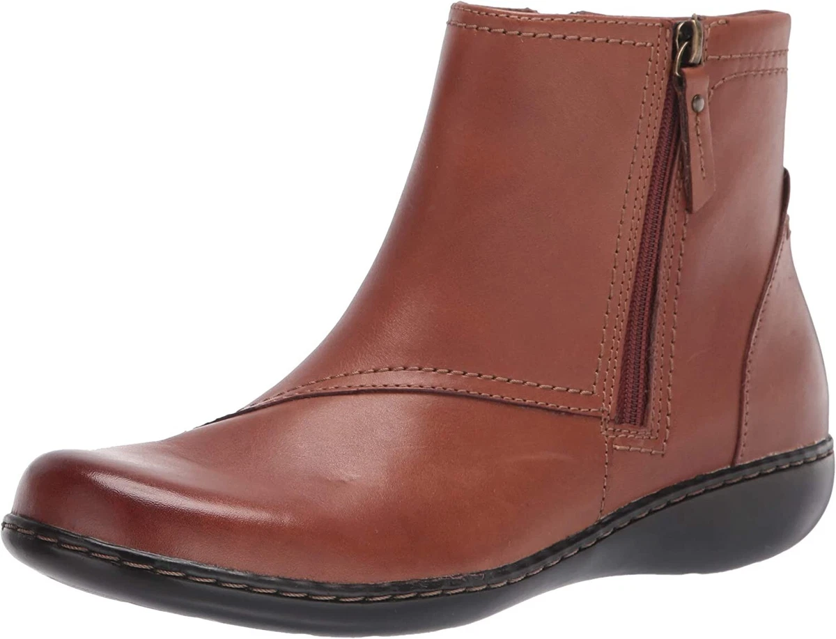 Clarks Womens Ashland Vista Leather Zipper Round Toe Ankle Boots Shoes BHFO 1519