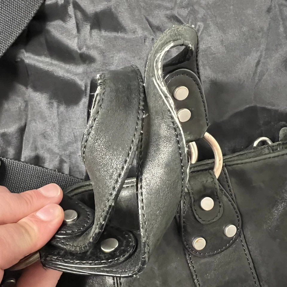 Bolso Bandolera Ellington Eva Tote Negro Italiano Esmaltado Cuero Cordero Foto 4 de 4