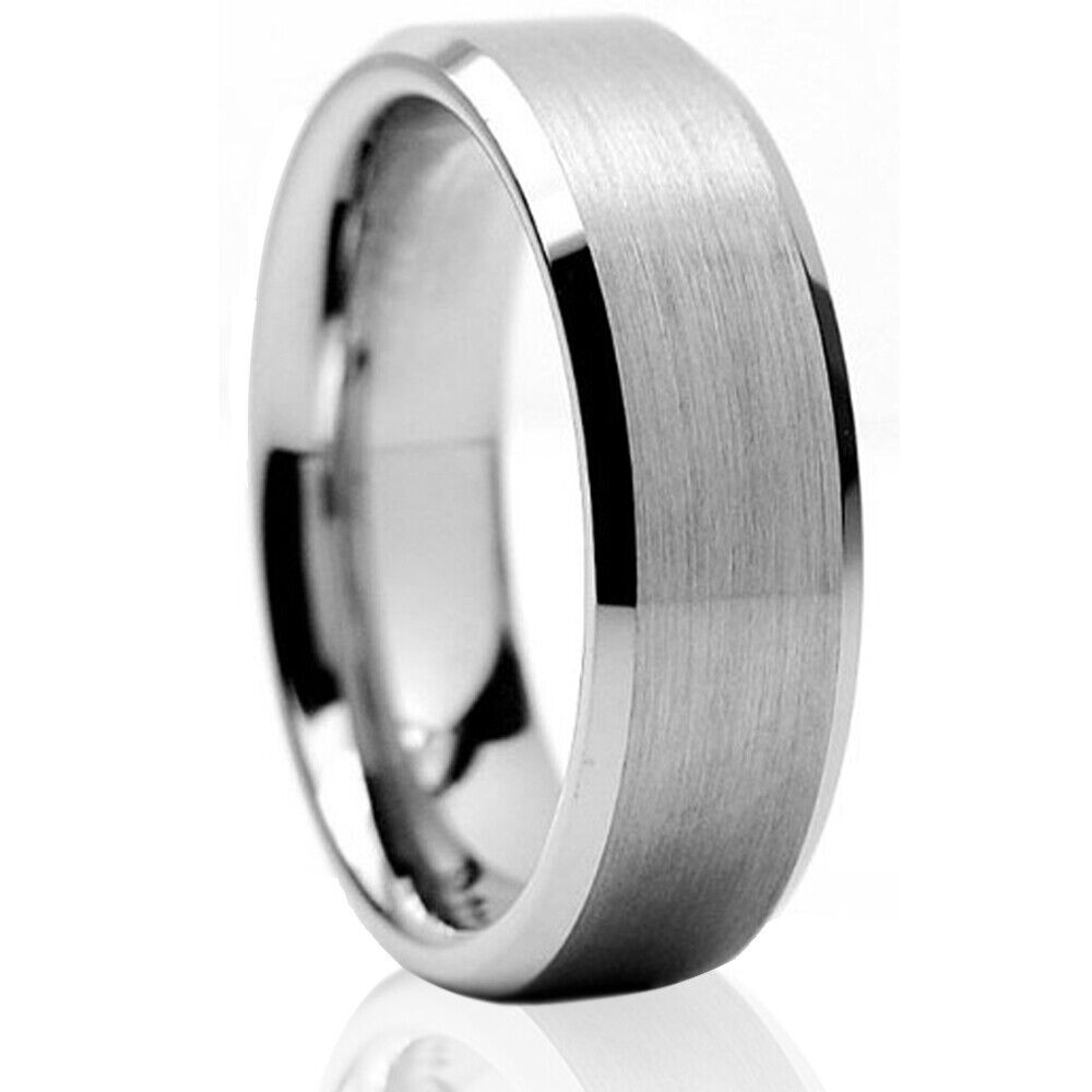 🔥 Tungsten Carbide Wedding Band Ring Brushed Silver Mens Jewelry