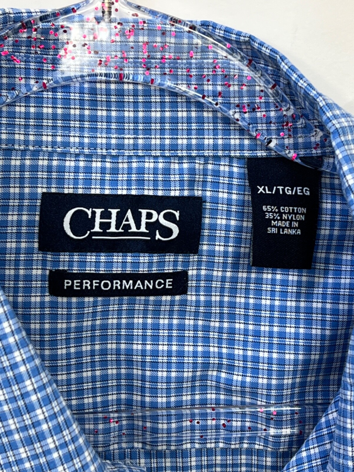 Chaps Performance Button Up Shirt Blue Plaid Long… - image 3