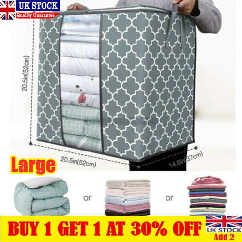 Extra Large Clothes Storage Bag Zip Foldable Boxes Bedding Blankets