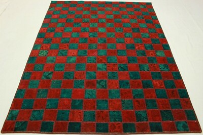 Vintage Patchwork Orient Teppich 200x160 rot türkis Trend modern Used Look 2313