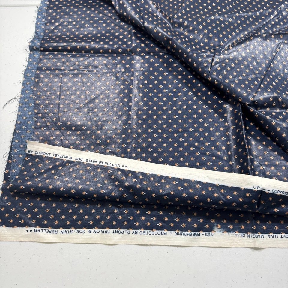 Tela tapicería dupont vintage azul floral algodón 63x54 1,75 yardas Foto 3 de 4
