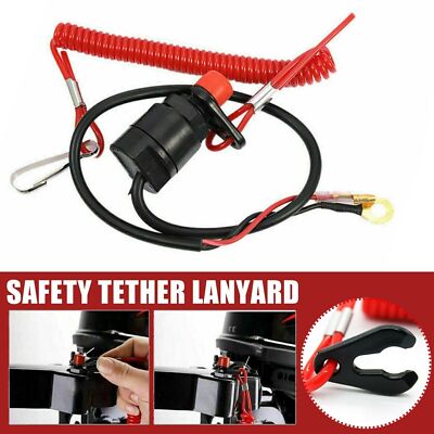 Boat Outboard Engine Motor Kill Stop Switch With Safety Tether Lanyard Uinversal