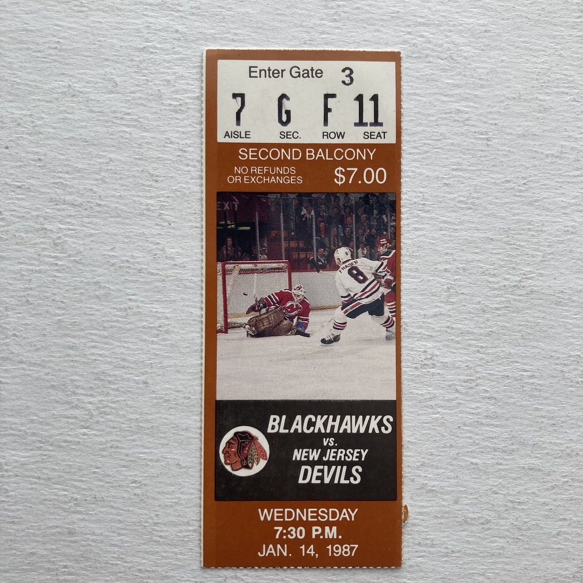 Chicago Blackhawks vs New Jersey Devils Ticket Stub 1-14-87 Devils