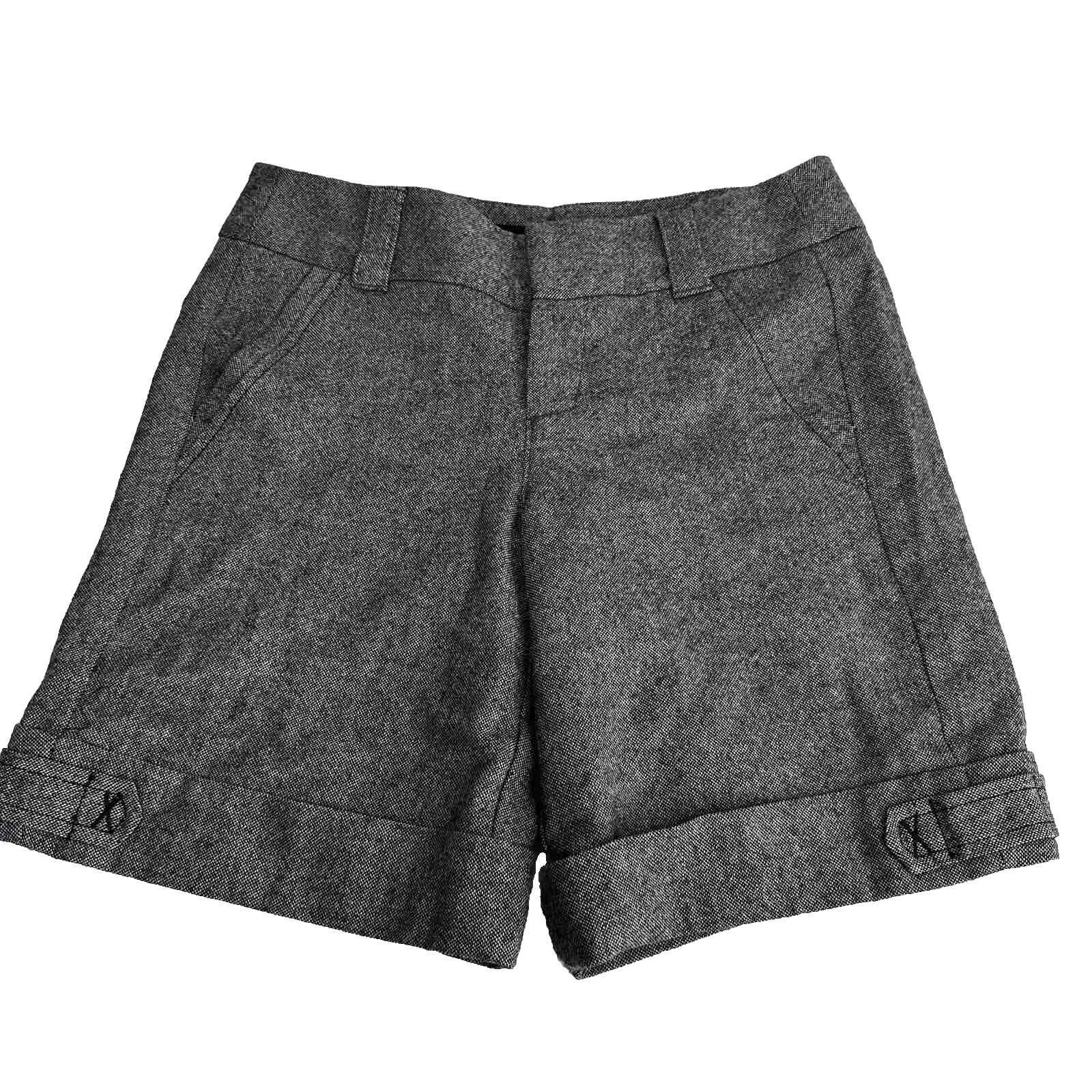 Herringbone Black Regular Size Shorts for Women