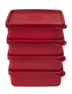 Set of 4 Tupperware Mini Square A Way Containers 6 ounce Red Cranberry