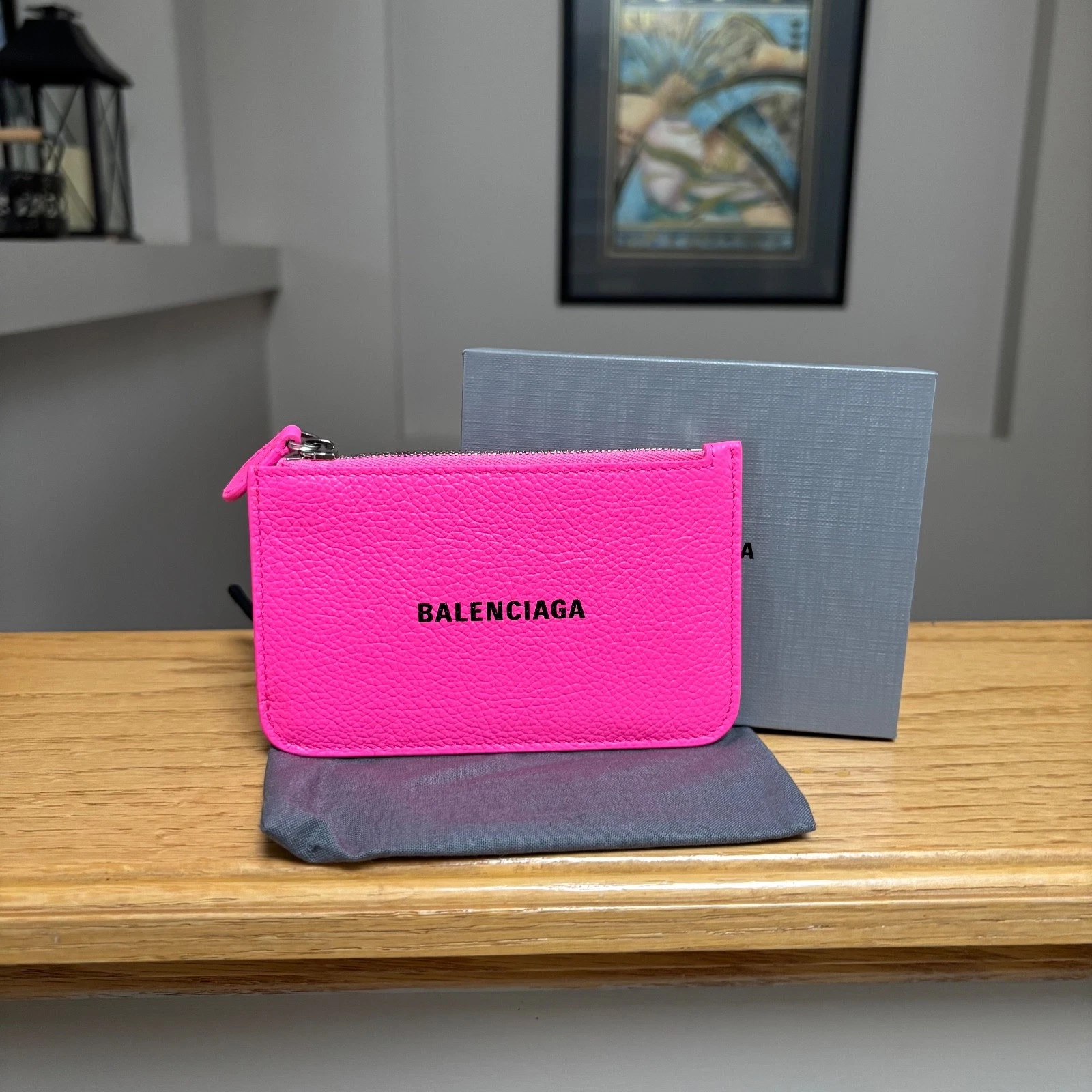 Balenciaga — Balenciaga Hot Pink Zippered Leather Card Holder Case - Authentic - Brand New
