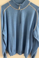 Men s Peter Millar Cashmere/ Cotton Luxury Blend Blue 1/4 Zip Size XL