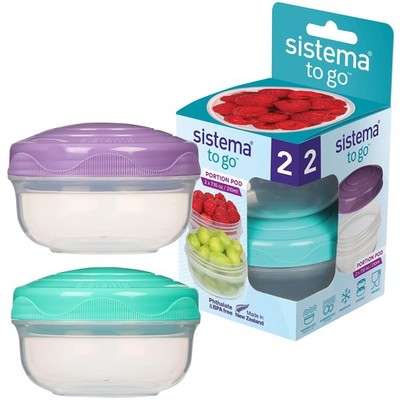 Sistema to GO PortionPod Food Storage Containers, Small 2 x 210 ml, Assorted 