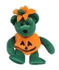 TY Beanie Baby Vintage 2003 TRICKY Green Bear Pumpkin Costume Halloween Themed