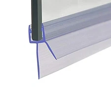 Frameless Shower Door Bottom Seal with Drip Rail 1/4" Thick Glass 33" Long Sw...