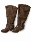 POP Women's Brown Tall Riding Boots Size 7 Faux Leather Buckle Accent Side Zip — photo 1