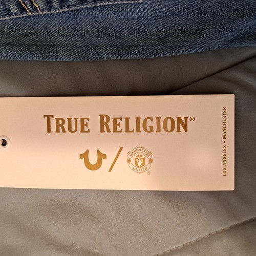 True Religion X Manchester United Fey Modern Flare Jeans Sz 27 Gold Accents NWT - Picture 7 of 21