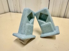 Pair Vintage Blue Speckled Ceramic Towel Bar Brackets Bathroom Antique 105