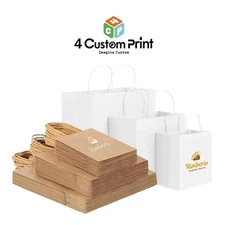 Custom Printed 140g Kraft Paper Bags Party Shopping Gift Bags with Handles K1K4