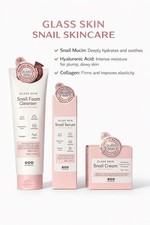 Glass Skin Snail Skincare Set   Cleanser, Serum  Cream Korean Beauty 