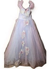 Mouccy Sparkle Floral Quinceanera Dress W/Train Off The Shoulder Tulle Size 14