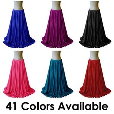 40" Long Satin Skirt Full Circle Swing Belly Dance Costume Tribal Jupe Rock