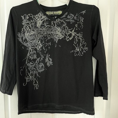 Michael Brandon Graphic Long Sleeve Shirt   Black   Size XL