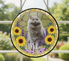 Custom Pet Memorial Gift Stained Glass Dog Cat Suncatcher
