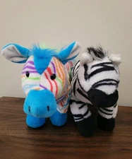Ganz Webkinz Lot Of 2 Zebra Plush Stuffed Animal Toys Rainbow Zebra No Codes
