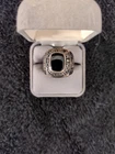 VTG Chrysler Corporation Sterling Silver Black Onyx Parts Pro Ring Sz ?6.5  9.2g