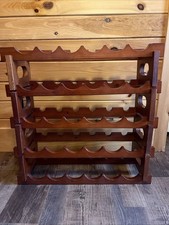 Wine Rack 24 Bottles Holder Stackable Storage 4 Tier Solid Wood Display Shelves