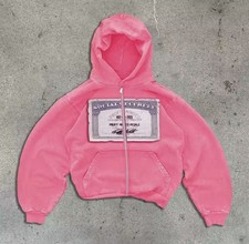 Social Security Pink Men's Full Zip Hoodie Graphic Print Kangaroo Pocket