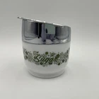 Vintage Pyrex Gemco Spring Blossom Green Crazy Daisy Milk Glass Sugar Bowl