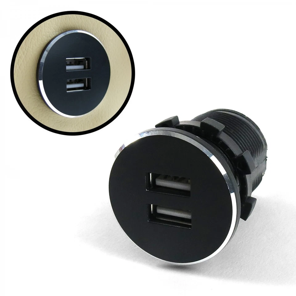 Black Dash Mount Dual Port USB Charger - Replaces Cigarette Lighter - Image 3 of 4