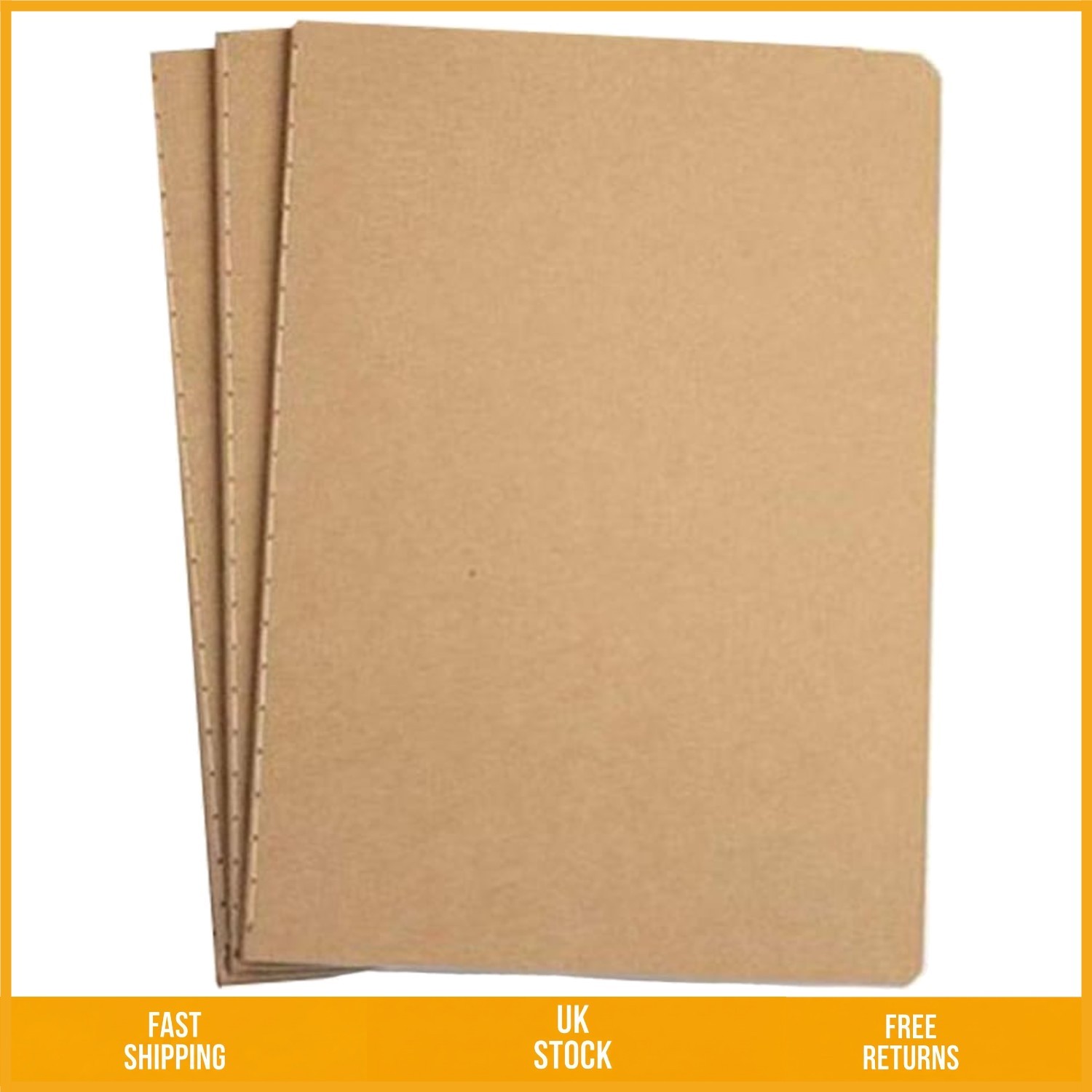 Blank A4 Kraft Sketchbook Portable Journal 80GSM Paper Pad 3 Pieces