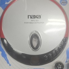 Naxa NPC-321 Portable CD Player Anti-Skip AM/FM Headphone Jack Silver/Black/Red