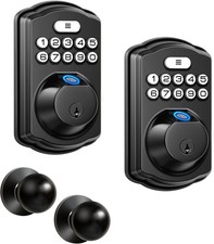 Veise KS02A and KS02C Door Lock with Handle Set Bundle, Black