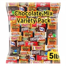 Chocolate Assorted Bulk Candy Variety Pack 5lb - Mini Bars, 5 Lb 