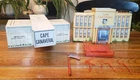 Vtg Marx Tin Litho Cape Canaveral  Atomic Missile Base Building w Flag Parts Rep